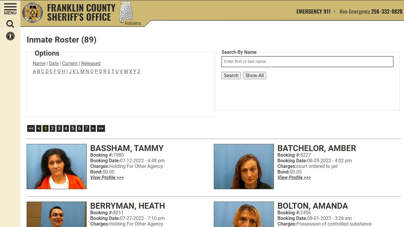 Inmate Roster - Current Inmates - Franklin County AL ...