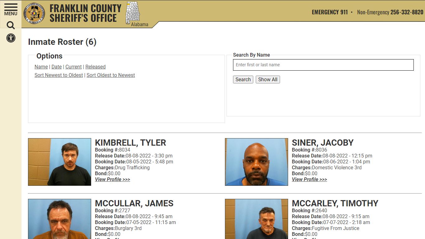 Inmate Roster - Franklin County AL Sheriff's Office