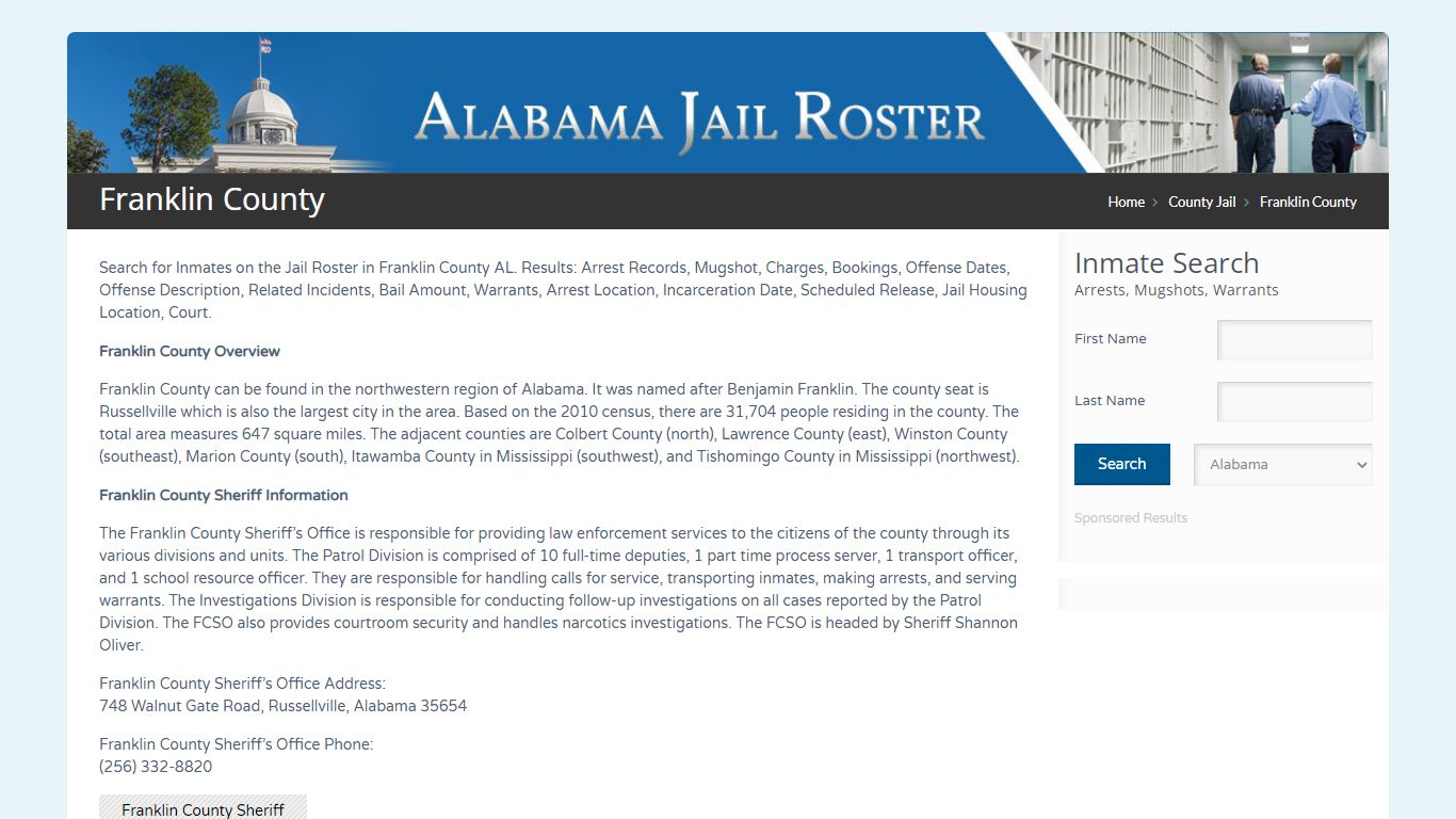 Franklin County | Alabama Jail Inmate Search